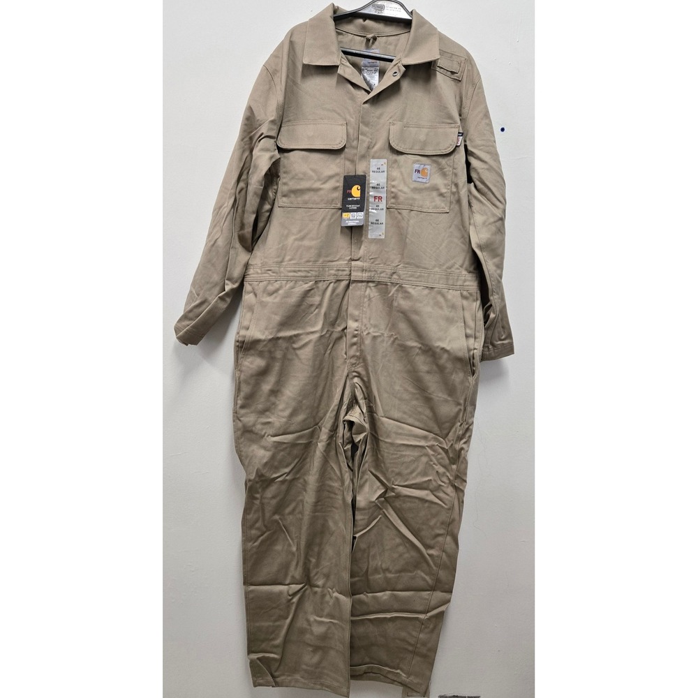 Carhartt FR Traditional Coverall Khaki Flame Resistant 101017-250 Mens 46 Reg